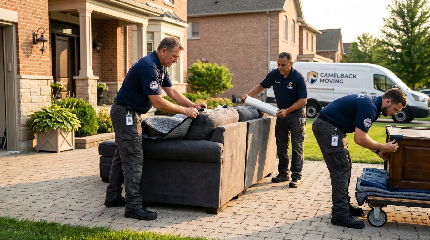 Large estate moving crew wrapping furniture in Gettysburg, PA