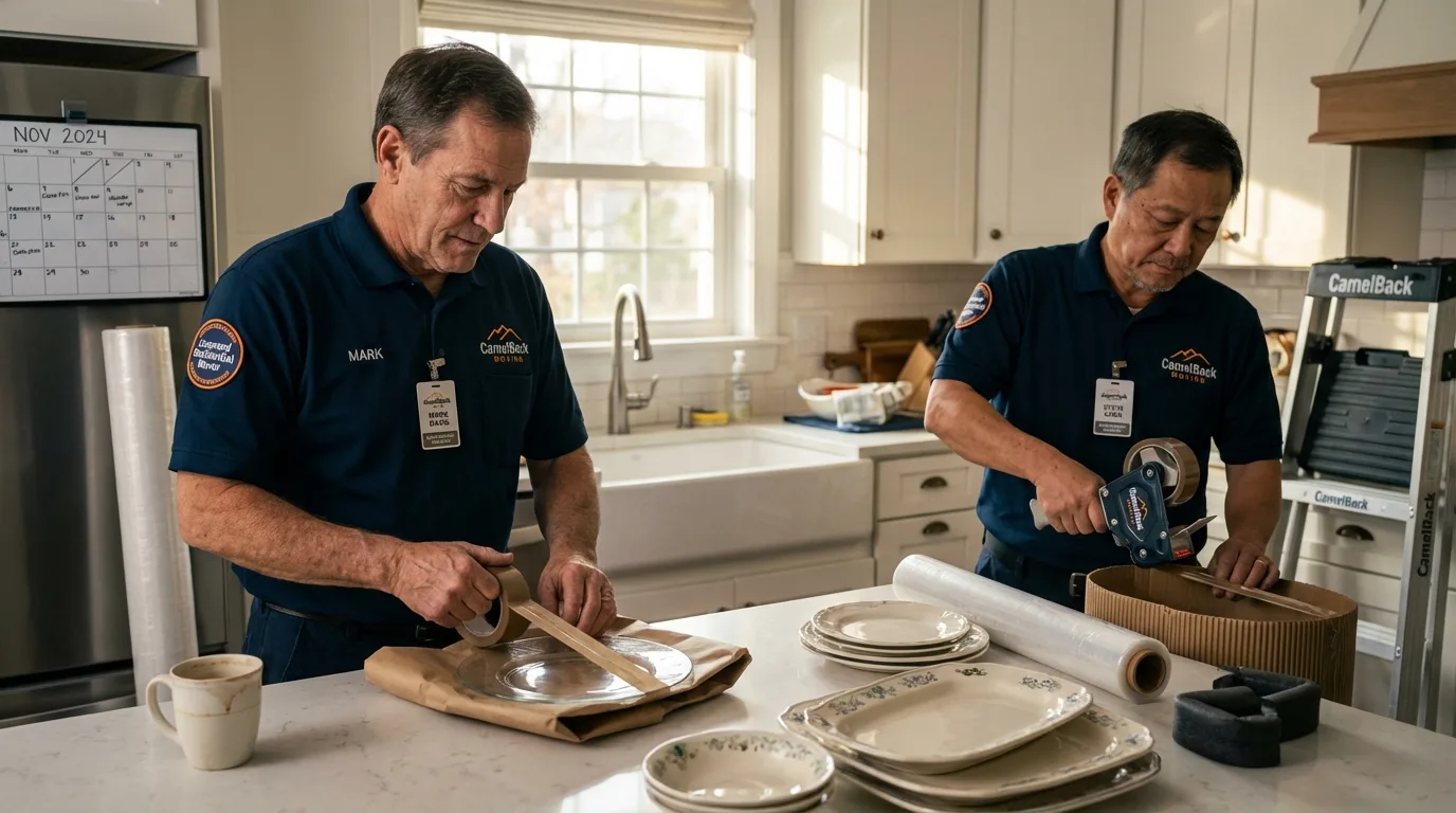 Professional crew packing kitchen dishware in Gettysburg, PA